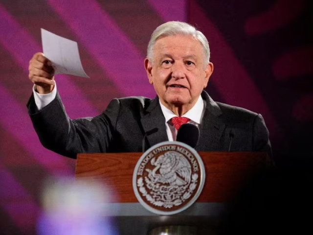 mexican president andres manuel lopez obrador speaks about a statement from the u s ambassador ken salazar to mexico about a proposed judicial reform was disrespectful and said the us had a history of interventionist policy in the americas during a press conference at the national palace in mexico city photo reuter